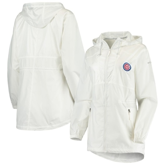 CHICAGO Cubs Columbia White Flashback Full-Zip Windbreaker Hoodie Jacket Sz S - Picture 1 of 6